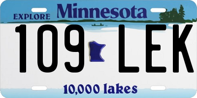 MN license plate 109LEK