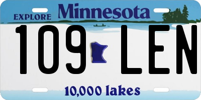 MN license plate 109LEN