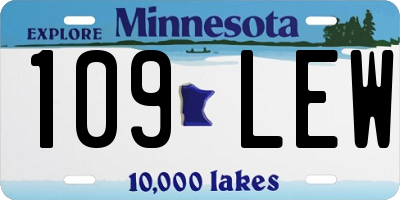 MN license plate 109LEW