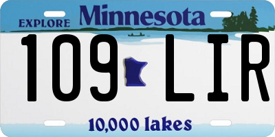 MN license plate 109LIR