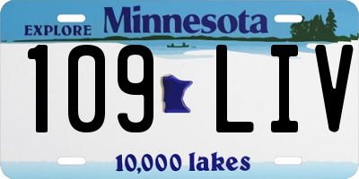 MN license plate 109LIV