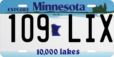 MN license plate 109LIX