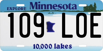 MN license plate 109LOE