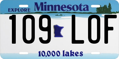 MN license plate 109LOF