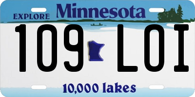 MN license plate 109LOI