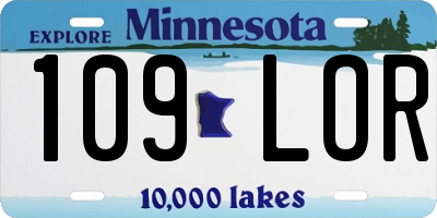 MN license plate 109LOR