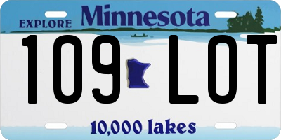 MN license plate 109LOT