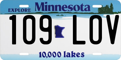 MN license plate 109LOV