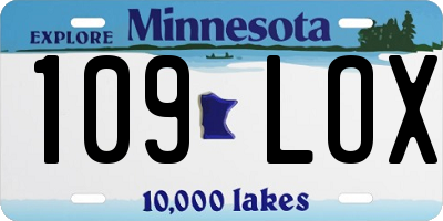MN license plate 109LOX