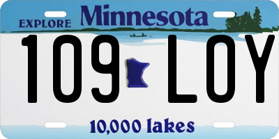 MN license plate 109LOY