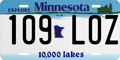 MN license plate 109LOZ