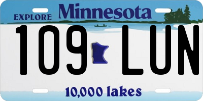 MN license plate 109LUN