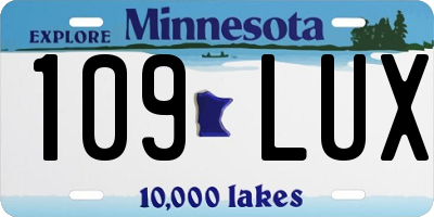 MN license plate 109LUX