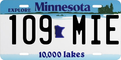 MN license plate 109MIE