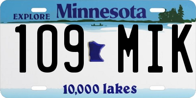 MN license plate 109MIK