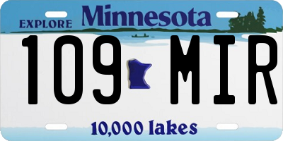 MN license plate 109MIR