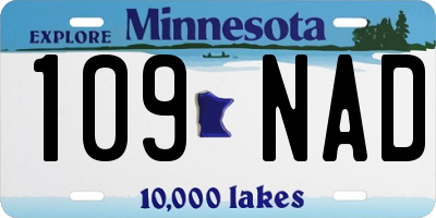 MN license plate 109NAD