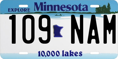 MN license plate 109NAM