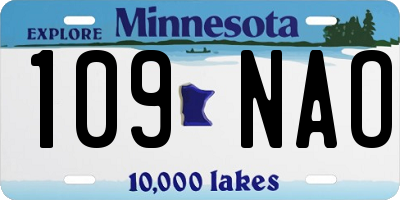 MN license plate 109NAO
