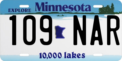 MN license plate 109NAR