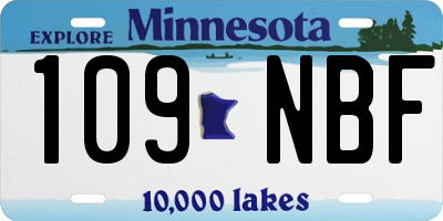 MN license plate 109NBF