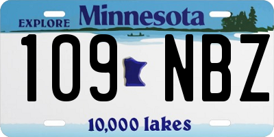 MN license plate 109NBZ