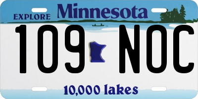 MN license plate 109NOC