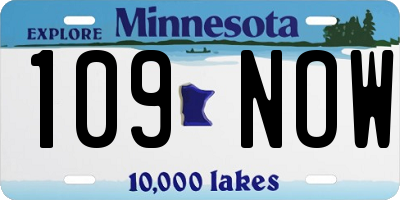 MN license plate 109NOW