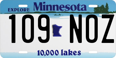 MN license plate 109NOZ