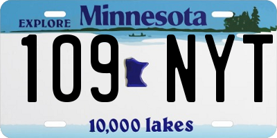 MN license plate 109NYT