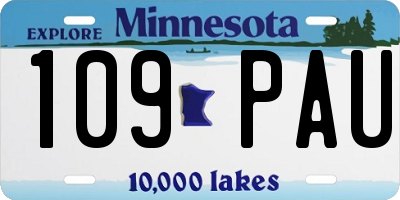 MN license plate 109PAU