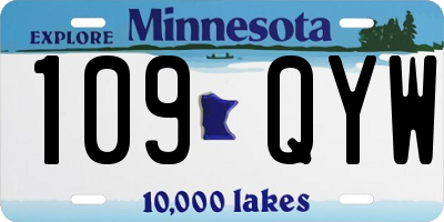 MN license plate 109QYW