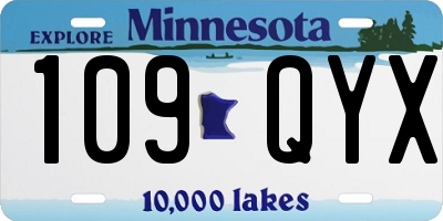 MN license plate 109QYX