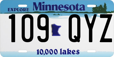 MN license plate 109QYZ