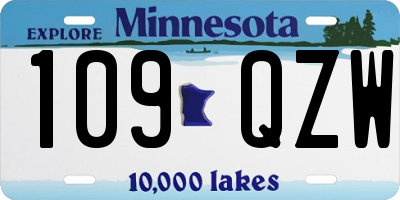 MN license plate 109QZW