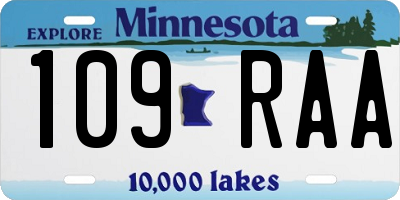 MN license plate 109RAA