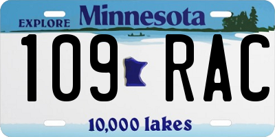 MN license plate 109RAC