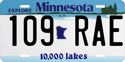 MN license plate 109RAE