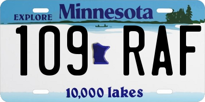MN license plate 109RAF