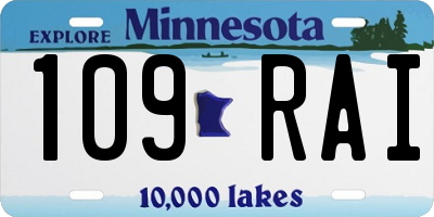 MN license plate 109RAI