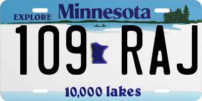 MN license plate 109RAJ