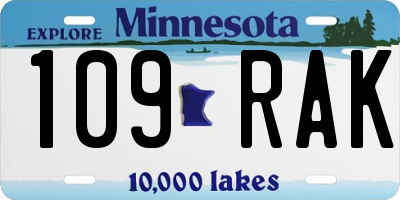 MN license plate 109RAK