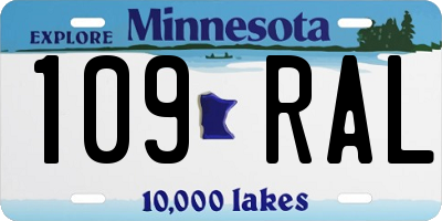 MN license plate 109RAL