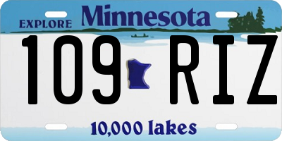 MN license plate 109RIZ