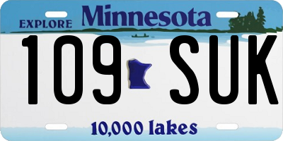 MN license plate 109SUK