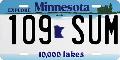 MN license plate 109SUM