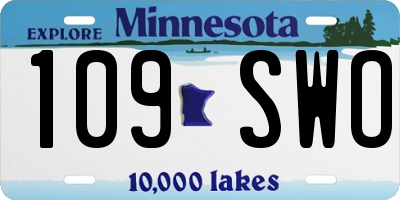 MN license plate 109SWO
