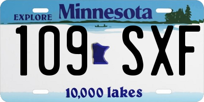 MN license plate 109SXF
