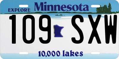MN license plate 109SXW
