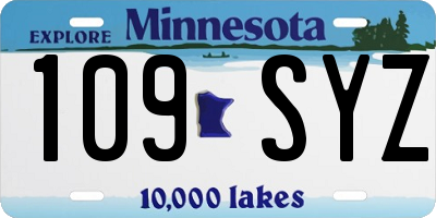 MN license plate 109SYZ
